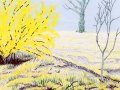 Sigrid Nora - Kloosterpark 2025. Potlood, stift en pastel op papier, 13,1x18,3 cm. 